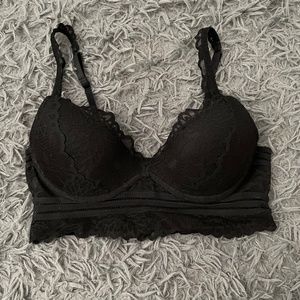 NWOT VS Pink Black Eyelash V Neck Bralette S
